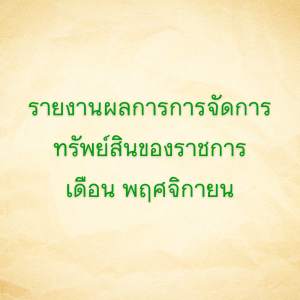 รายงานผลการการจัดการทรัพย์สินของราชการ เดือนพฤศจิกายน 2567