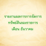 รายงานผลการการจัดการทรัพย์สินของราชการ เดือนธันวาคม 2567