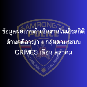 ข้อมูลผลการดำเนินงานในเชิงสถิติด้านคดีอาญา 4 กลุ่มตามระบบ CRIMES เดือน ตุลาคม 2567