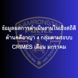ข้อมูลผลการดำเนินงานในเชิงสถิติด้านคดีอาญา 4 กลุ่มตามระบบ CRIMES เดือน มกราคม 2568